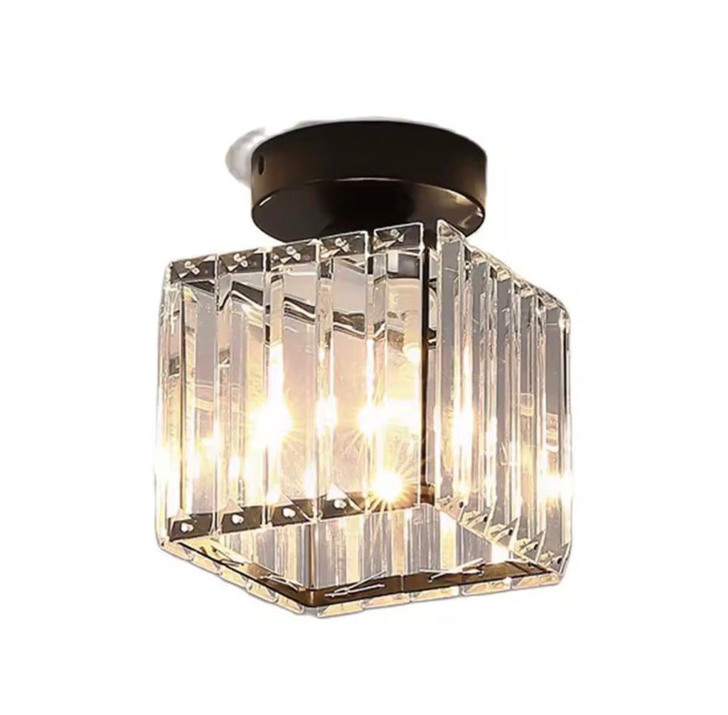 Plafonnier en cristal E27 LED au design moderne et créatif, luminaire décoratif de plafond, idéal pour une entrée, une véranda, un couloir ou un balcon