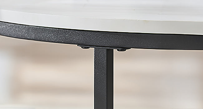 VASAGLE Coffee Table, Living Room Table, Sofa Cocktail Table Faux Marble Round, Tempered Glass Storage Shelf, Easy to Assemble