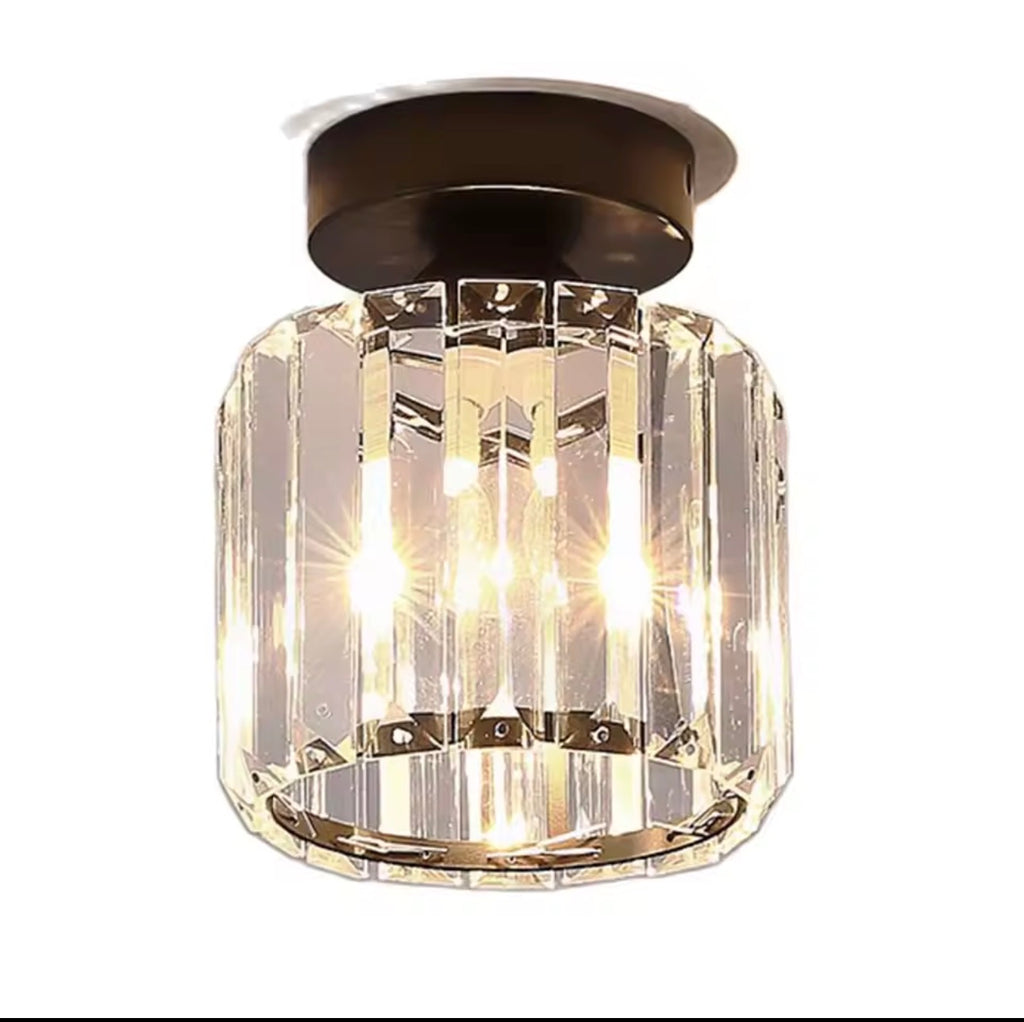 Plafonnier en cristal E27 LED au design moderne et créatif, luminaire décoratif de plafond, idéal pour une entrée, une véranda, un couloir ou un balcon