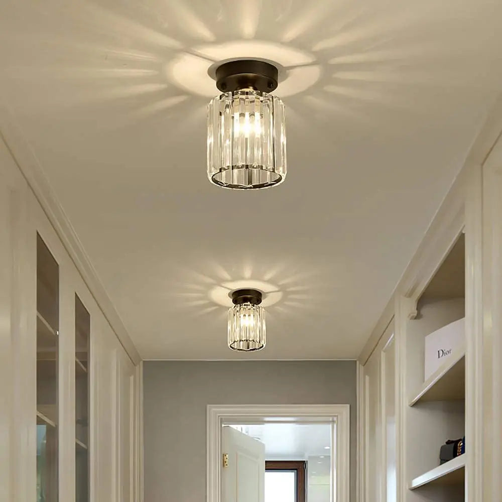 Plafonnier en cristal E27 LED au design moderne et créatif, luminaire décoratif de plafond, idéal pour une entrée, une véranda, un couloir ou un balcon