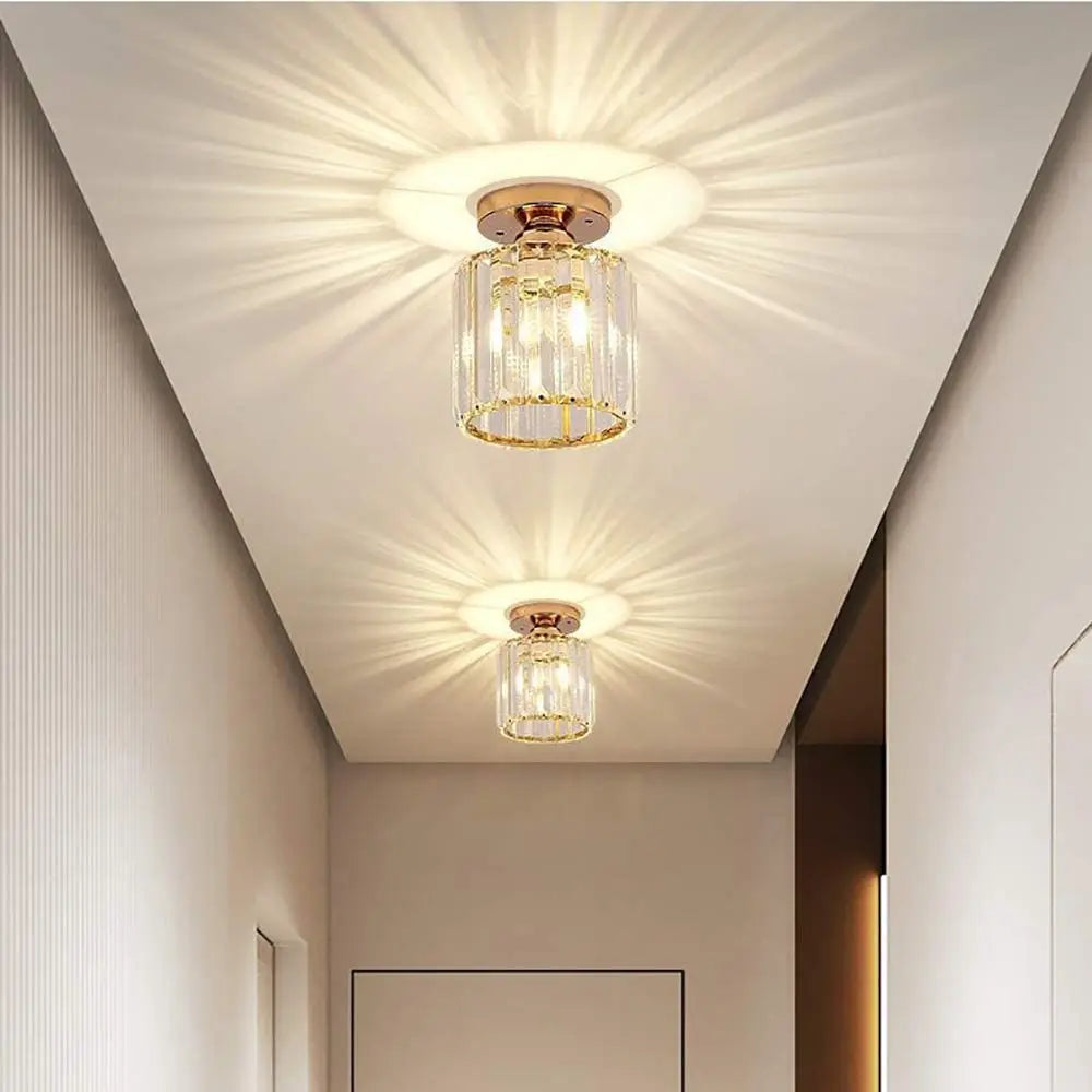 Plafonnier en cristal E27 LED au design moderne et créatif, luminaire décoratif de plafond, idéal pour une entrée, une véranda, un couloir ou un balcon
