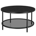 VASAGLE Coffee Table, Living Room Table, Sofa Cocktail Table Faux Marble Round, Tempered Glass Storage Shelf, Easy to Assemble