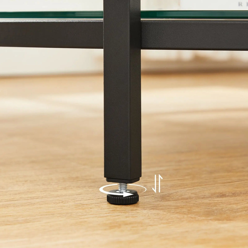 VASAGLE Coffee Table, Living Room Table, Sofa Cocktail Table Faux Marble Round, Tempered Glass Storage Shelf, Easy to Assemble