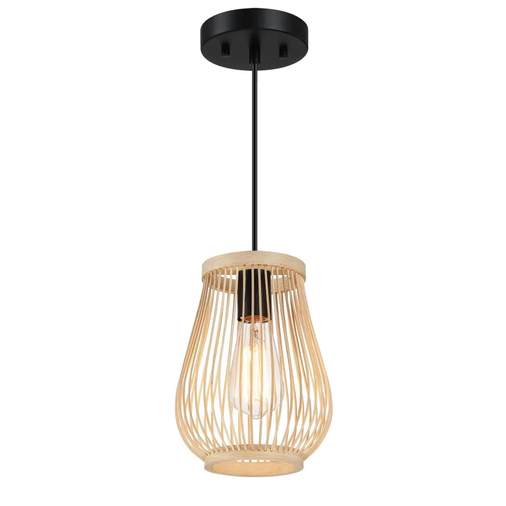 Suspension en Bambou Boho JOYINLED Lustre Abat-jour Panier Minimaliste pour Salon Restaurant Salle à Manger Lampe Dia.20CM