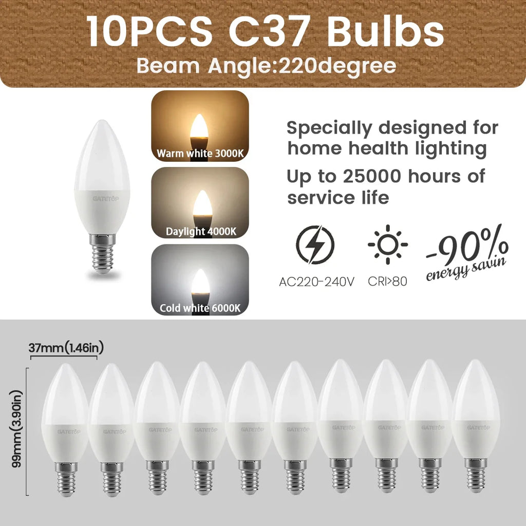 Ampoules LED E14 Bougie 3W-6W (Pack 4-20)