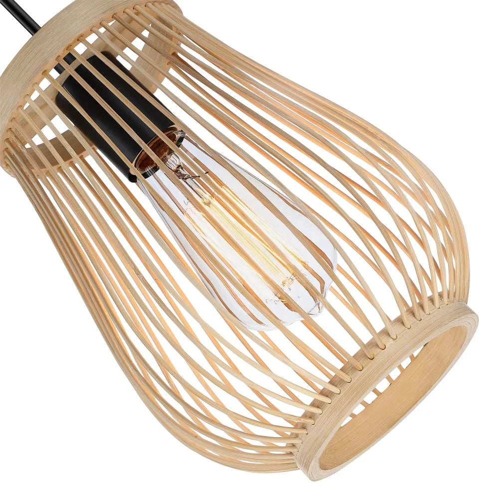 Suspension en Bambou Boho JOYINLED Lustre Abat-jour Panier Minimaliste pour Salon Restaurant Salle à Manger Lampe Dia.20CM