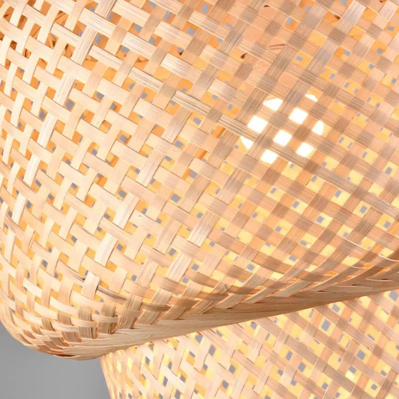 Lampes Suspendues en Bambou d'Intérieur Douille E27 Lustre Suspendu Tissé à la Main pour Cuisine Salle à Manger Couloir