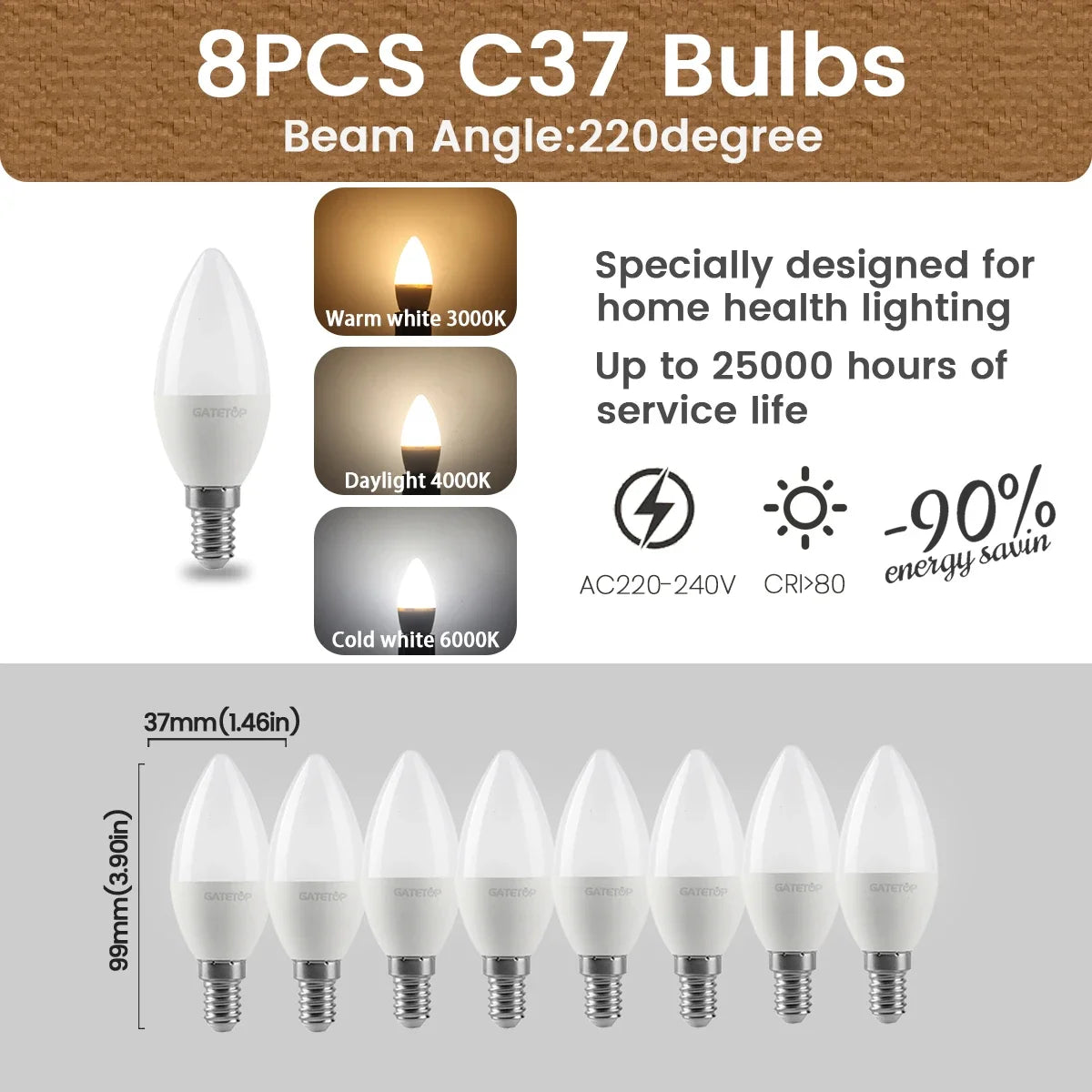 Optez pour un éclairage élégant avec nos ampoules LED E14 C37 en forme de bougie, disponibles en packs de 4, 6, 8, 10 ou 20 pièces.
Avec une puissance de 3W, 5W ou 6W, elles sont parfaites pour créer une ambiance chaleureuse dans votre maison.