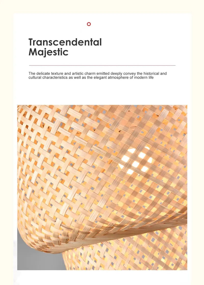 Lampes Suspendues en Bambou d'Intérieur Douille E27 Lustre Suspendu Tissé à la Main pour Cuisine Salle à Manger Couloir