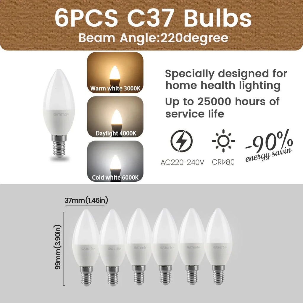 Ampoules LED E14 Bougie 3W-6W (Pack 4-20)